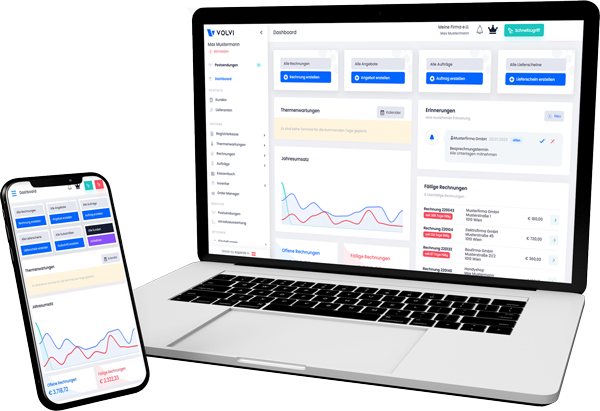 volvi Dashboard – Online Rechnungsprogramm für Österreich